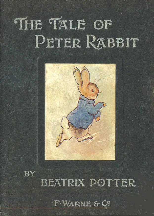 The cover of the 1902 edition of The Tale of Peter Rabbit.